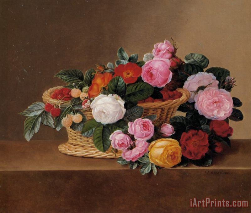 Johan Laurentz Jensen Basket of Roses Art Painting