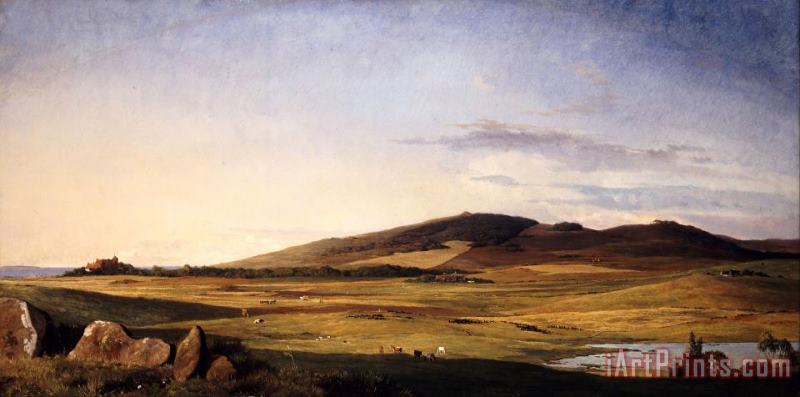 Johan Thomas Lundbye Zealand Landscape. View From Bjerreso Mark Towards Vejrhoj And Dragsholm Manor Art Print