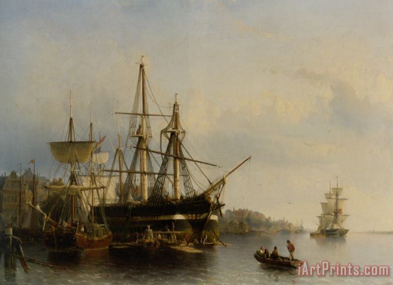 Johann Adolphe Rust In The Harbor Art Painting