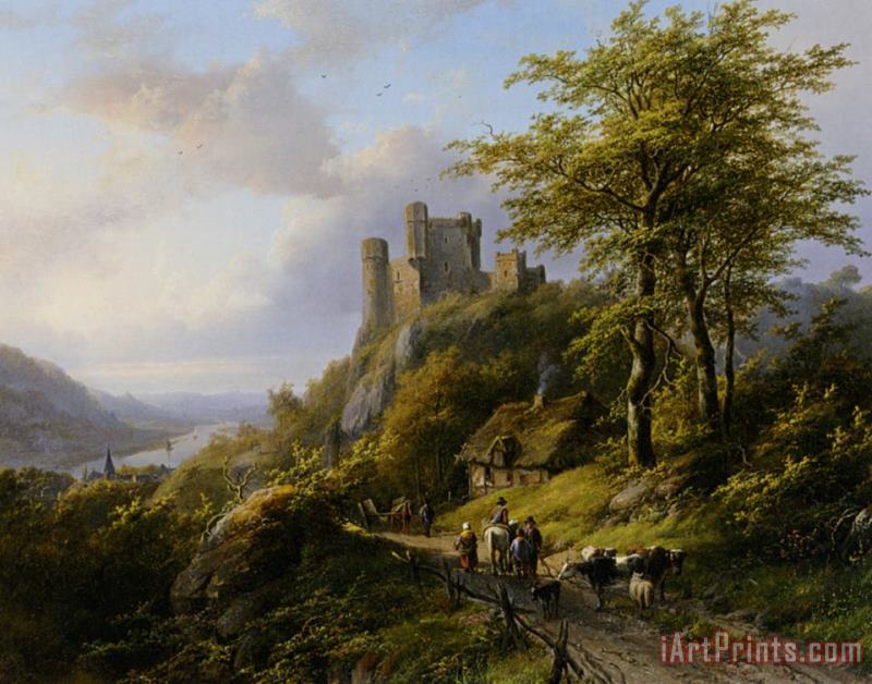 Figures Near a Ruin in a Landscape painting - Johann Bernard Klombeck Figures Near a Ruin in a Landscape Art Print