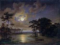 Johann Georg Haeselich Holstein Sea Moonlight painting