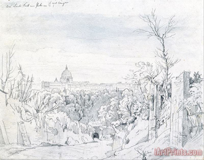 View of Saint Peter's Basilica in Rome painting - Johann Georg von Dillis  View of Saint Peter's Basilica in Rome Art Print