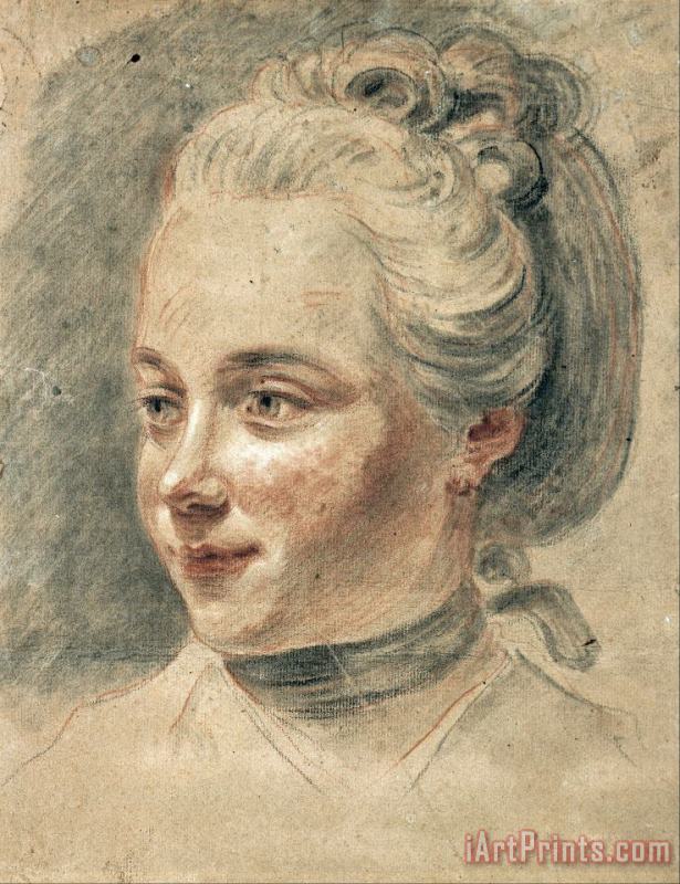 Johann Heinrich Tischbein the Younger Three Quarter View of The Head of a Girl, Turning to The Left Art Painting