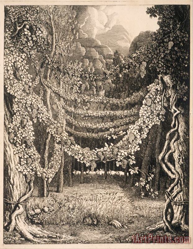 Imaginary View of a Vineyard Along The Way to The Cave of Polyphemus painting - Johann Heinrich Wilhelm Tischbein Imaginary View of a Vineyard Along The Way to The Cave of Polyphemus Art Print