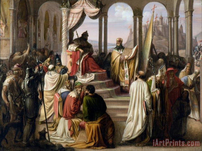 Prince Vladimir Chooses a Religion in 988.(a Religious Dispute in The Russian Court) painting - Johann Leberecht Eggink Prince Vladimir Chooses a Religion in 988.(a Religious Dispute in The Russian Court) Art Print
