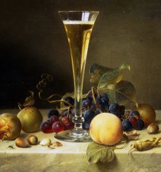 Johann Wilhelm Preyer Still Life With A Glass Of Champagne painting