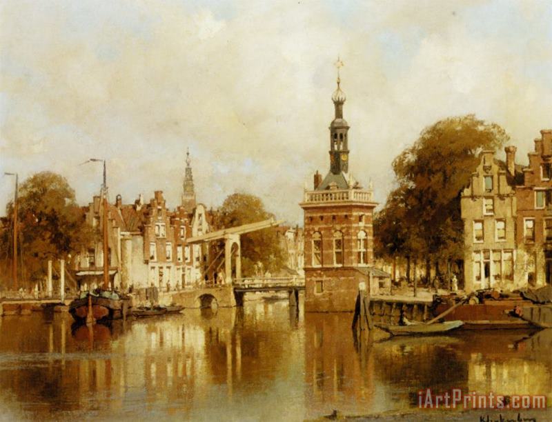 A View of Amsterdam painting - Johannes Christiaan Karel Klinkenberg A View of Amsterdam Art Print