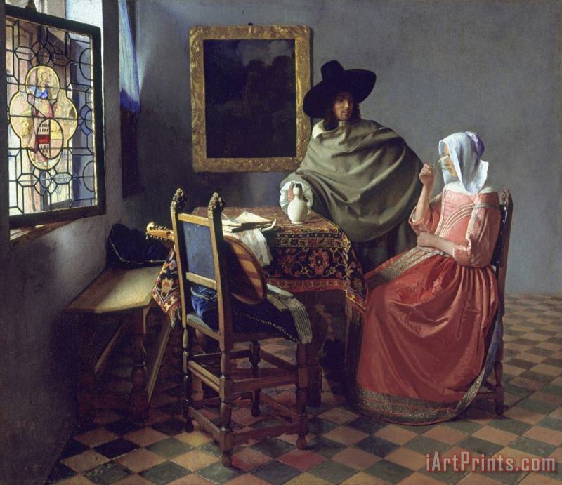 Johannes Vermeer The Glass of Wine Art Painting