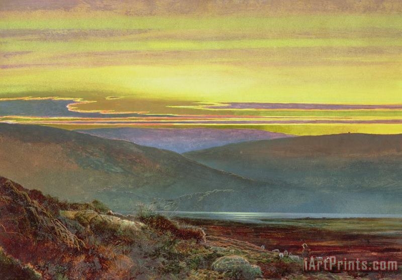 John Atkinson Grimshaw A Lake Landscape At Sunset Art Print
