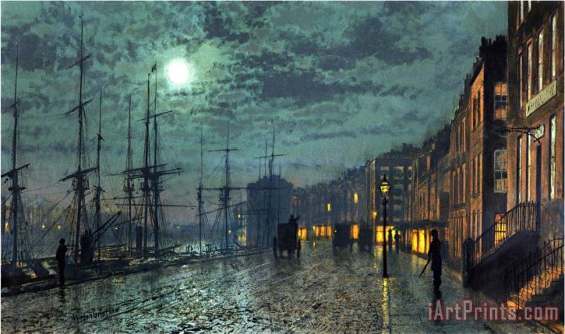 John Atkinson Grimshaw City Docks by Moonlight Art Print