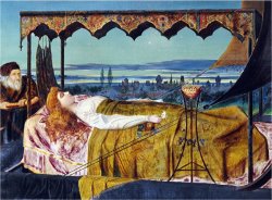 John Atkinson Grimshaw Elaine Then Rose The Dumb Old Servitor And The Dead Steer D by The Dumb Went Upward with The Flood painting