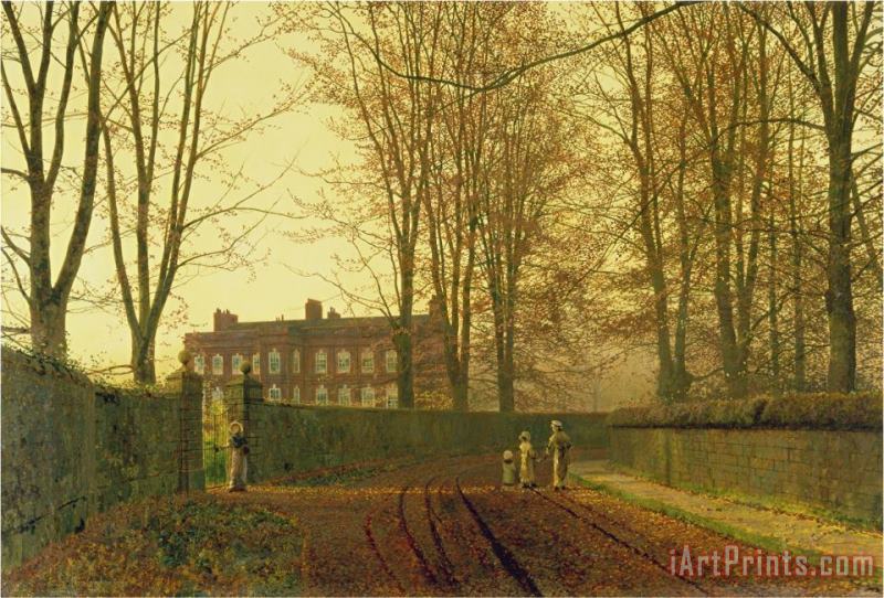 Going to Church in Autumn 1888 painting - John Atkinson Grimshaw Going to Church in Autumn 1888 Art Print