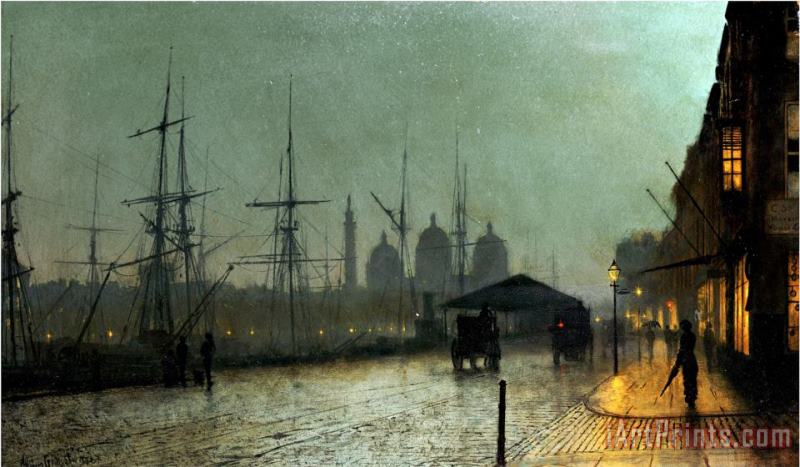 John Atkinson Grimshaw Humber Dockside Hull Art Painting
