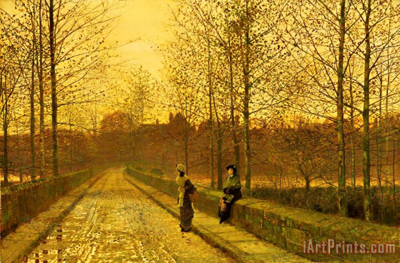 In the Golden Gloaming painting - John Atkinson Grimshaw In the Golden Gloaming Art Print
