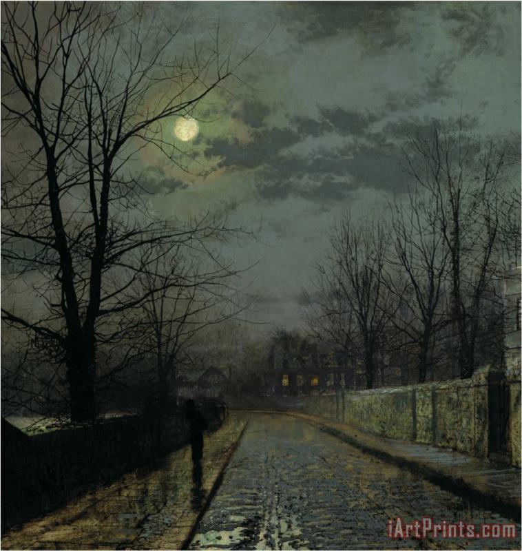 Lane in Cheshire 1883 painting - John Atkinson Grimshaw Lane in Cheshire 1883 Art Print