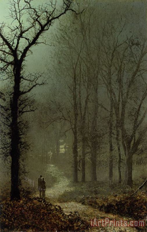 Lovers in a Wood painting - John Atkinson Grimshaw Lovers in a Wood Art Print