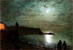 John Atkinson Grimshaw Scarborough by Moonlight From The Steps of The Grand Hotel painting