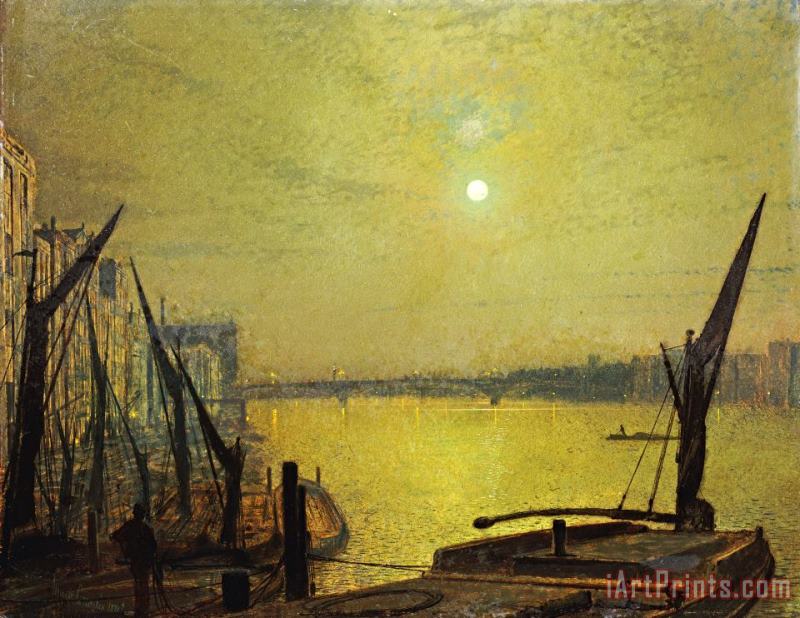 John Atkinson Grimshaw Southwark Bridge From Blackfriars by Night Art Painting