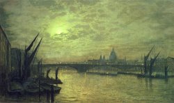 John Atkinson Grimshaw The Thames by Moonlight with Southwark Bridge painting