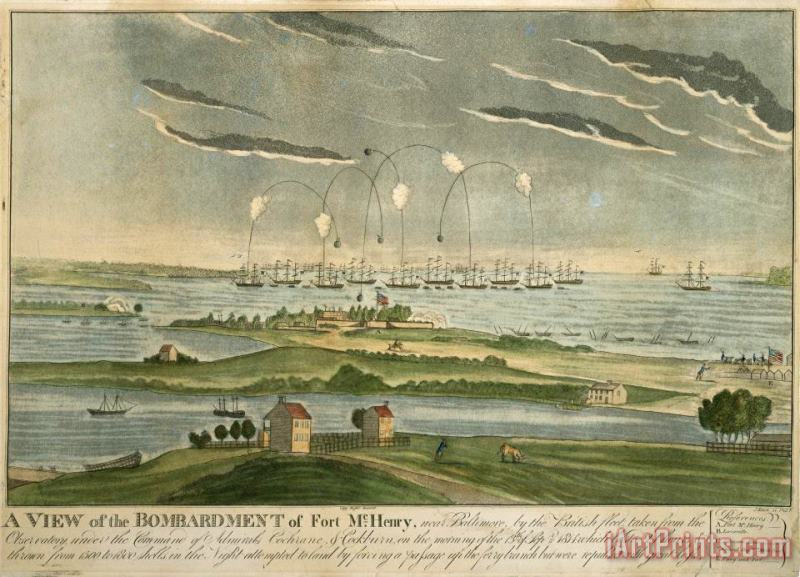 John Bower A View of The Bombardment of Fort Mchenry Art Painting