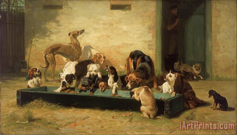 John Charles Dollman Table D'hote at a Dogs' Home Art Print
