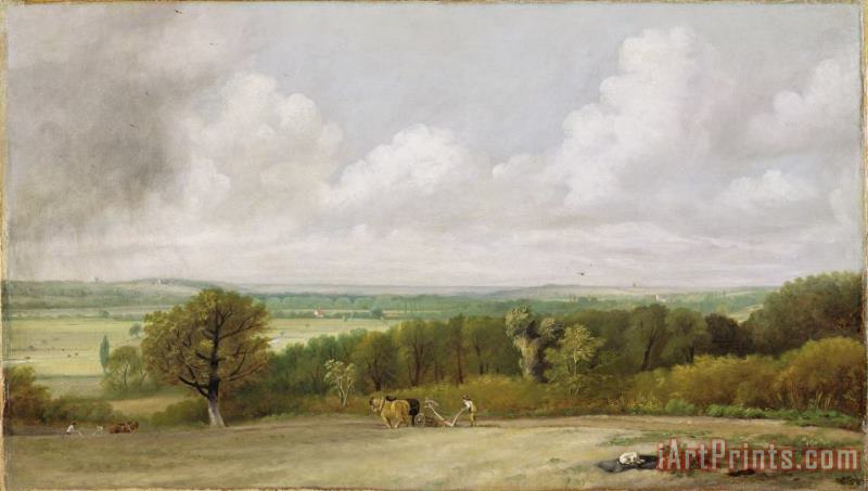 John Constable Landscape - Ploughing Scene in Suffolk Art Painting