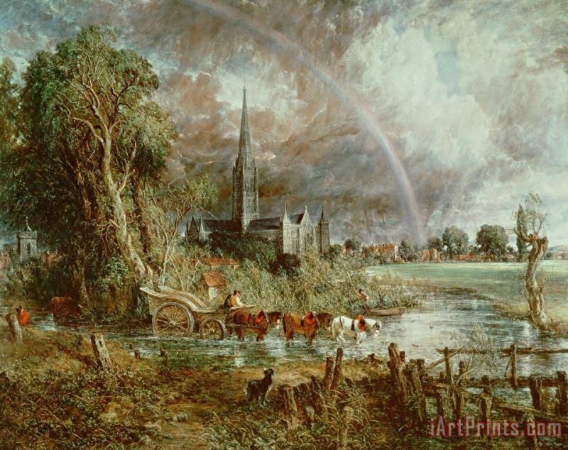 Salisbury Cathedral From the Meadows painting - John Constable Salisbury Cathedral From the Meadows Art Print