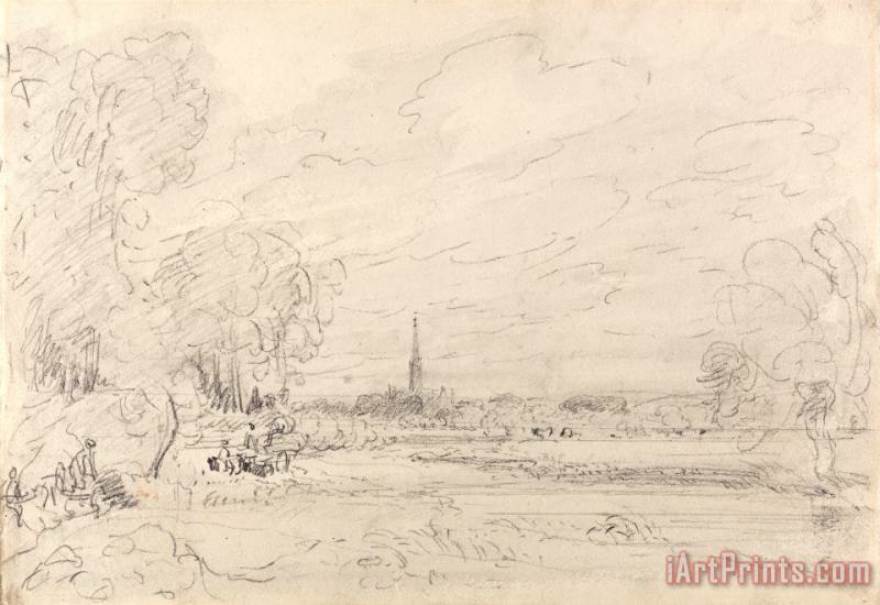 Salisbury Cathedral From The Meadows painting - John Constable Salisbury Cathedral From The Meadows Art Print