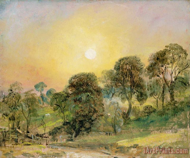 John Constable Trees on Hampstead Heath at Sunset Art Painting