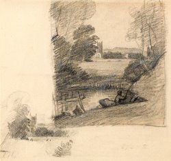 John Constable Two Studies of Dedham Church From The East painting