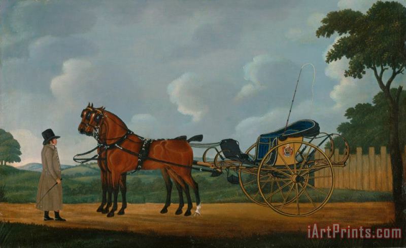 John Cordrey A Gentleman with His Pair of Bays Harnessed to a Curricle Art Print