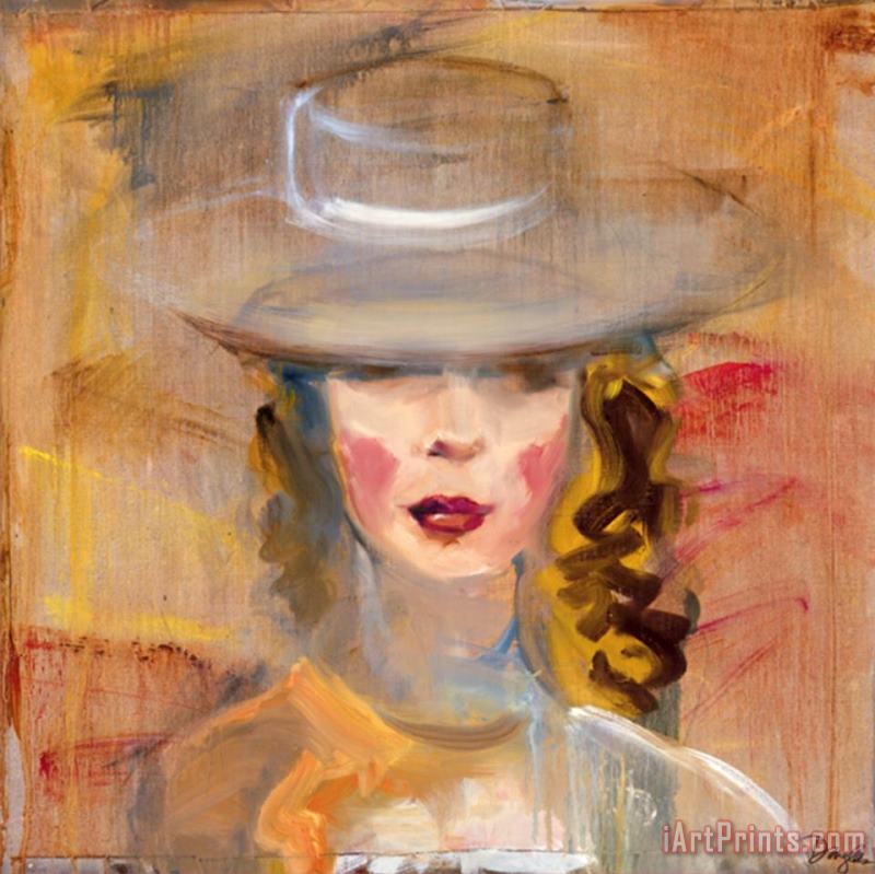 Woman with Hat I painting - John Douglas Woman with Hat I Art Print