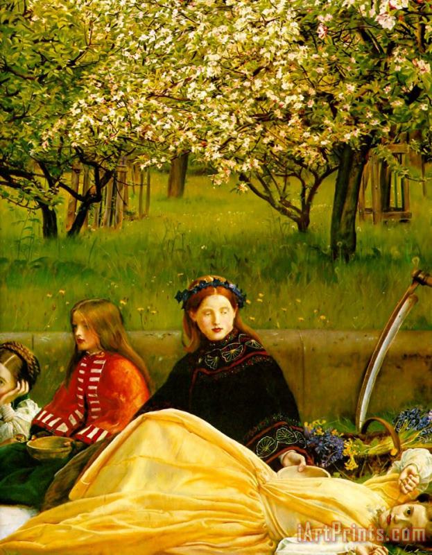 Apple Blossoms (spring) Detail I painting - John Everett Millais Apple Blossoms (spring) Detail I Art Print