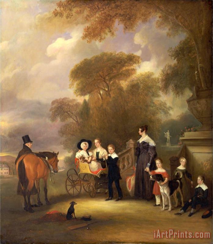 The Rev. And Mrs. Henry Palmer with Their Six Younger Children at Withcote Hall, Near Oakham, Leices painting - John Ferneley The Rev. And Mrs. Henry Palmer with Their Six Younger Children at Withcote Hall, Near Oakham, Leices Art Print