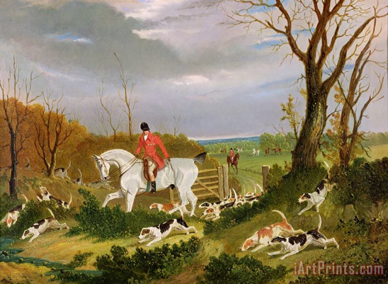 The Suffolk Hunt - Going to Cover near Herringswell painting - John Frederick Herring Snr The Suffolk Hunt - Going to Cover near Herringswell Art Print
