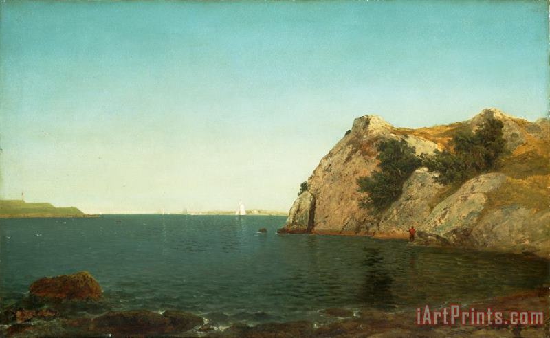 John Frederick Kensett Beacon Rock Newport Harbour Art Painting