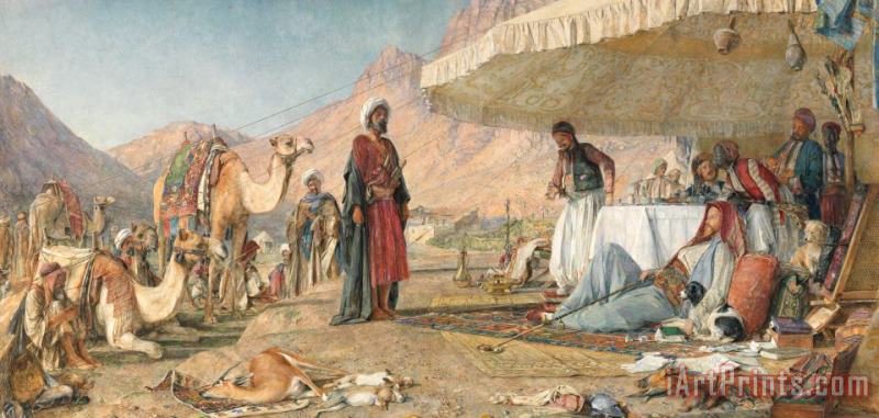 A Frank Encampment in The Desert of Mount Sinai. 1842 painting - John Frederick Lewis A Frank Encampment in The Desert of Mount Sinai. 1842 Art Print