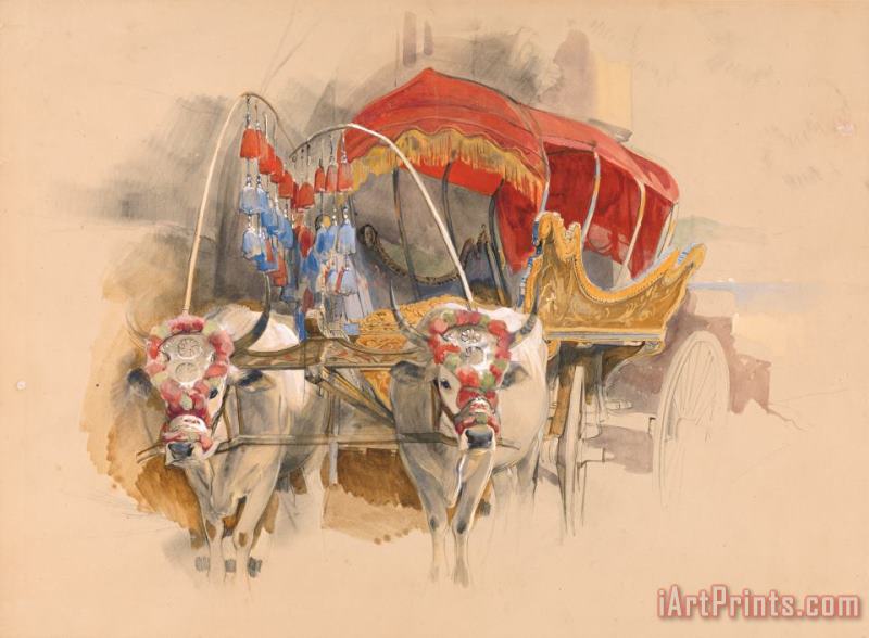 A Turkish Araba Drawn by Two White Oxen, Constantinople painting - John Frederick Lewis A Turkish Araba Drawn by Two White Oxen, Constantinople Art Print