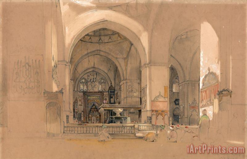 Interior of The Great Mosque, (ulucami) Bursa, Turkey painting - John Frederick Lewis Interior of The Great Mosque, (ulucami) Bursa, Turkey Art Print