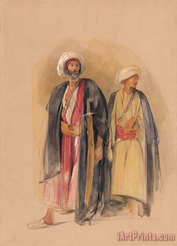 John Frederick Lewis Sheik Hussein of Gebel Tor And His Son Art Print
