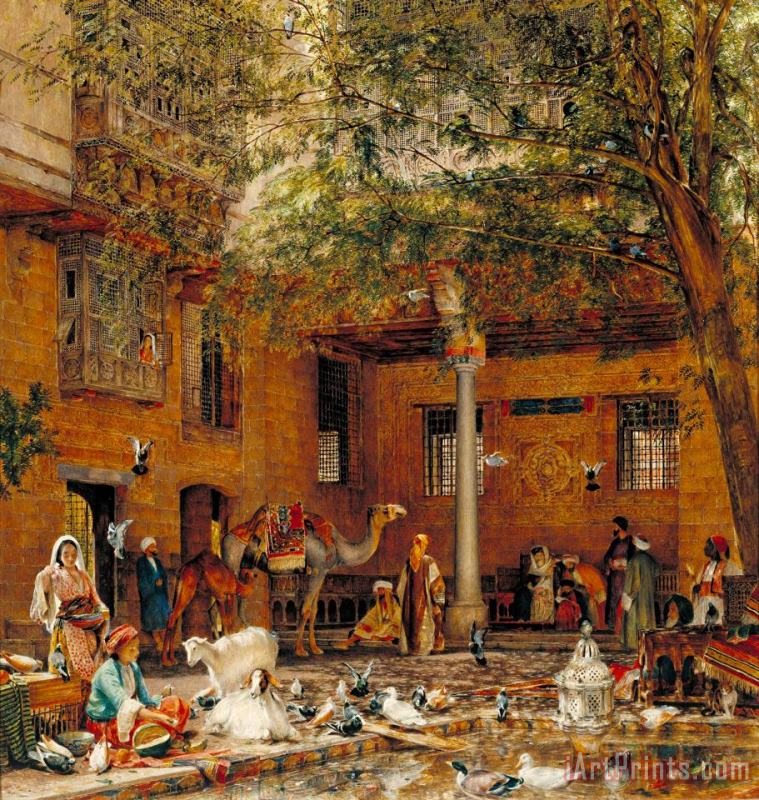 John Frederick Lewis Study for 'the Courtyard of The Coptic Patriarch's House in Cairo' Art Print