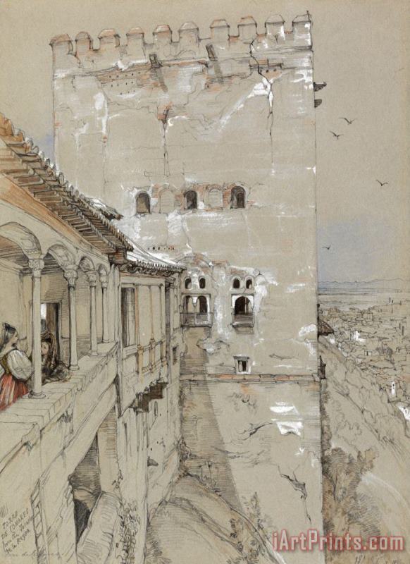 The Torre De Comares, Alhambra, 1835 painting - John Frederick Lewis The Torre De Comares, Alhambra, 1835 Art Print