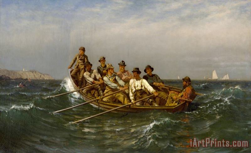 John George Brown Pull for The Shore, 1878 Art Painting