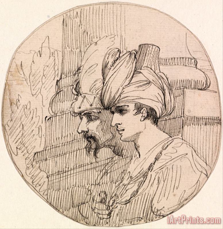 John Hamilton Mortimer Two Heads in a Roundel Art Print