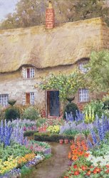 John Henry Garlick A Cottage Garden in Full Bloom