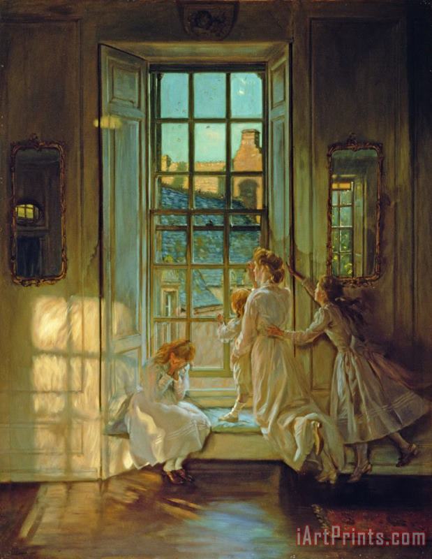The Flight of the Swallows painting - John Henry Lorimer The Flight of the Swallows Art Print