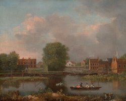 John Inigo Richards A River Landscape, Possibly a View From The West End of Rochester Bridge painting