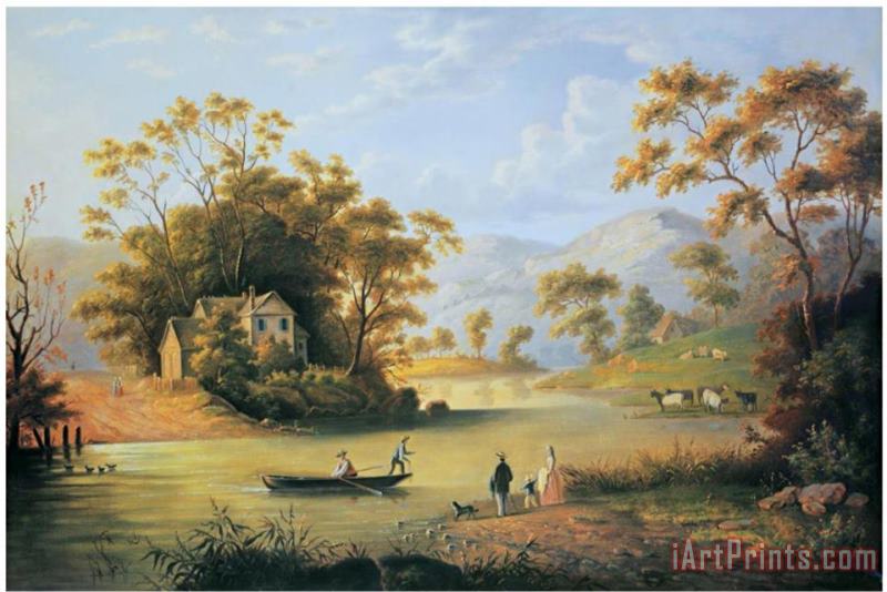 John James Audubon John Woodhouse Audubon Boating on The Hudson Art Painting