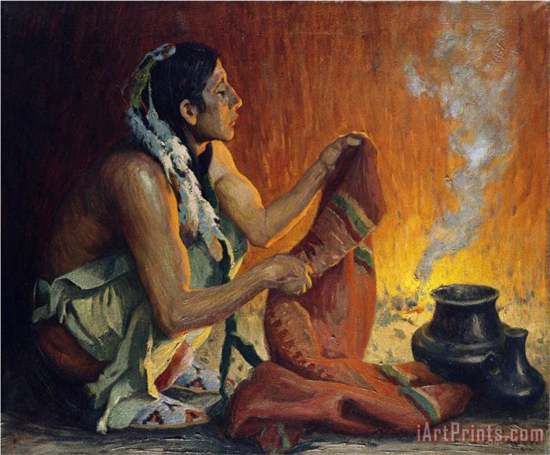 Smoke Ceremony painting - John James Audubon Smoke Ceremony Art Print
