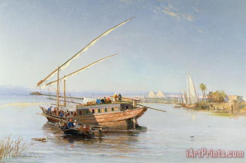 Feluccas on the Nile painting - John Jnr Varley Feluccas on the Nile Art Print